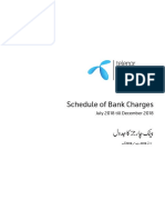 Schedule of Bank Charges: July 2018 Till December 2018