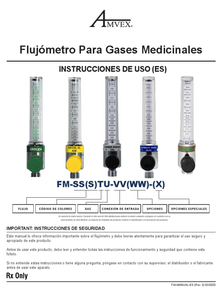 FM Manual Es Instructions For Use Amvex Medical Gas Flowmeter Spanish