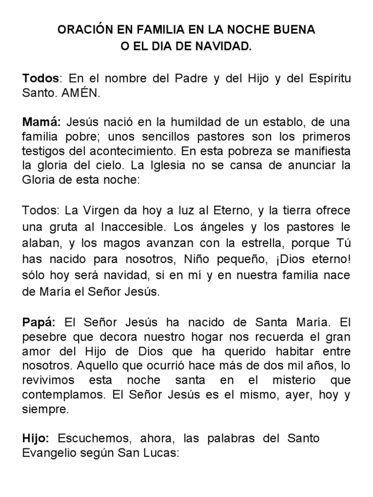 Oración en Familia en La Noche Buena | PDF | María, madre de Jesús | Cristo  (título)