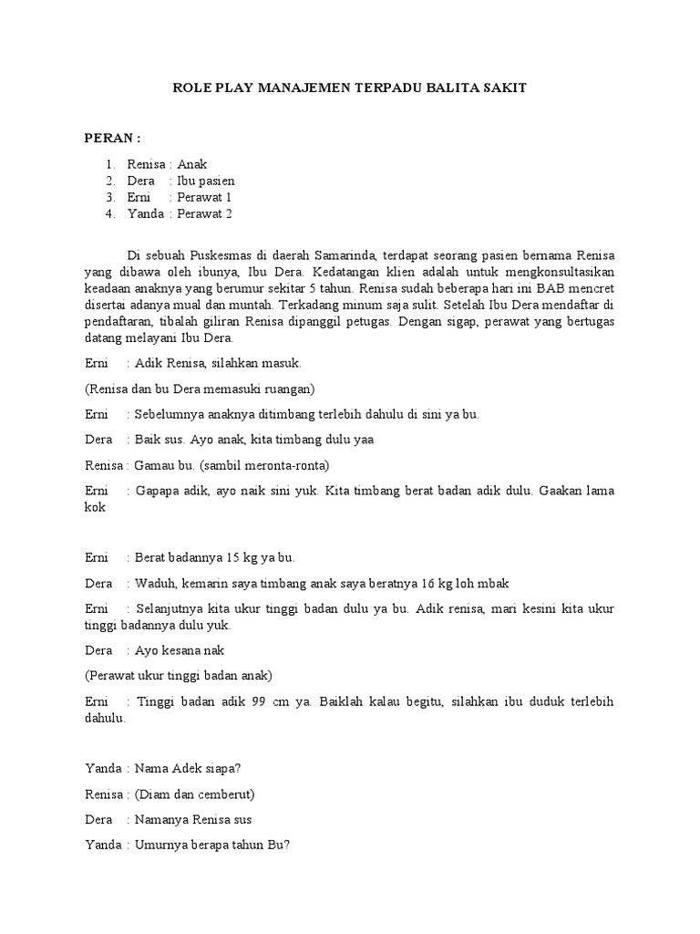 Role Play MTBS Kel 1 | PDF | Pengembangan Diri | Kesehatan Holistik