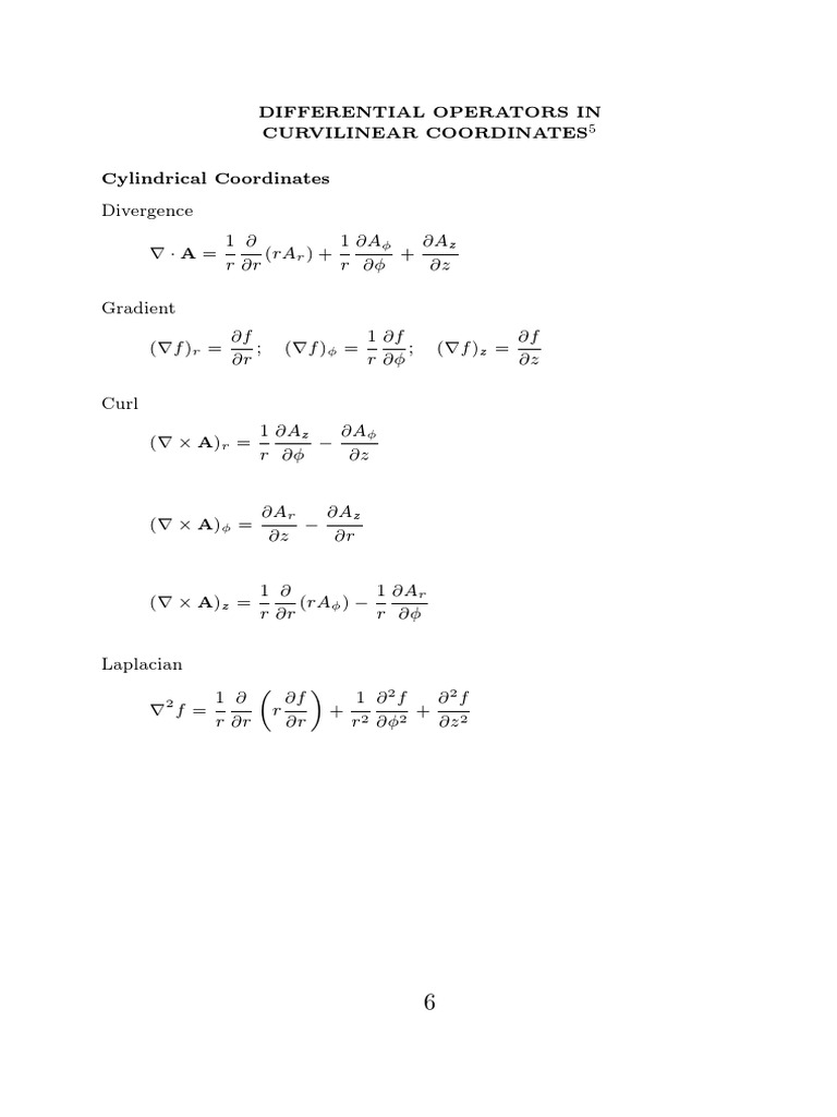 Differential Operators in Curvilinear Coordinates | PDF | Vector ...