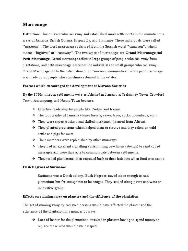 Maroon Societies (Marronage) | PDF | African Diaspora | Slavery