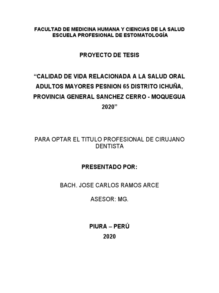Calidad de Vida Oral en Adultos Mayores | PDF | Dentadura postiza | Vejez