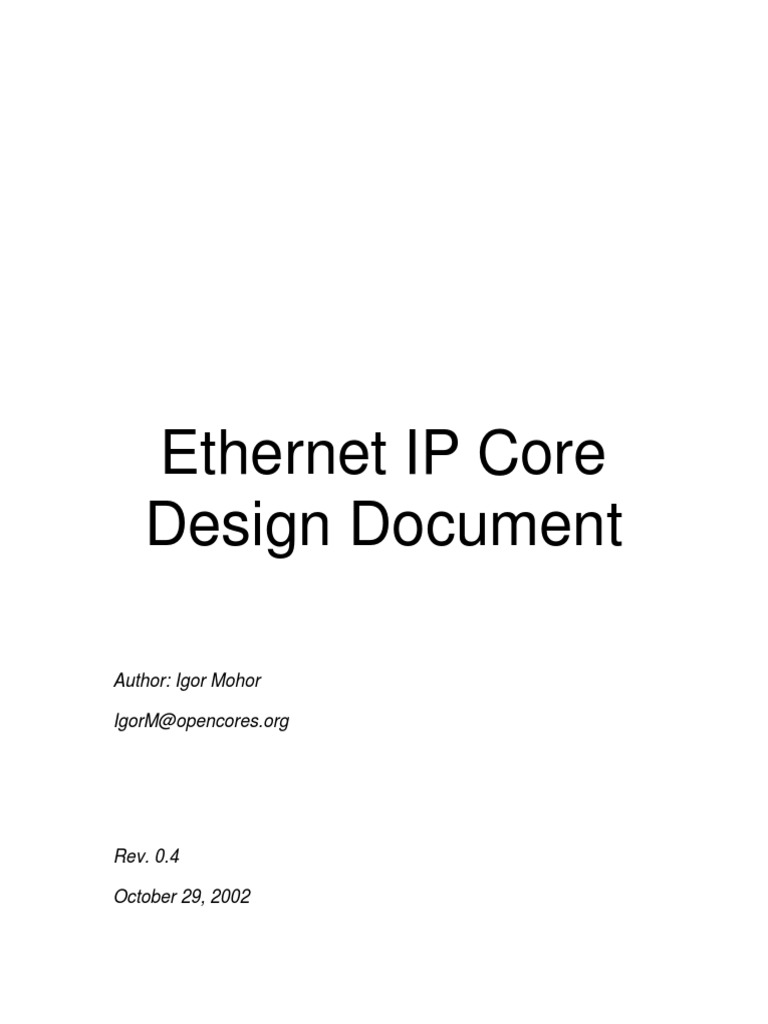 Ethernet IP Core Design Document: Author: Igor Mohor | PDF | Ethernet ...