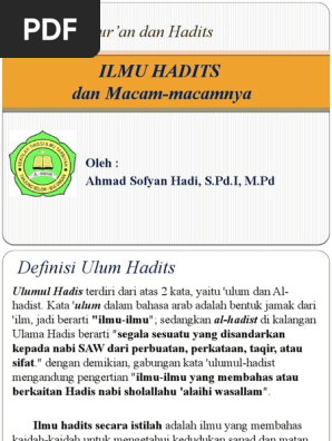 Ilmu Hadits Dan Macam Macamnya Pdf