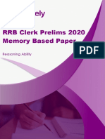 RRB Clerk Prelims 2020 Memory Based Paper: Reasoning Ability