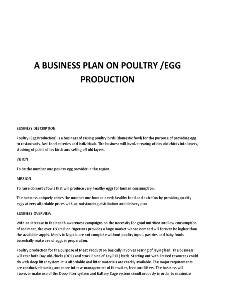 Business Plan On Egg Production PDF Chicken Poultry