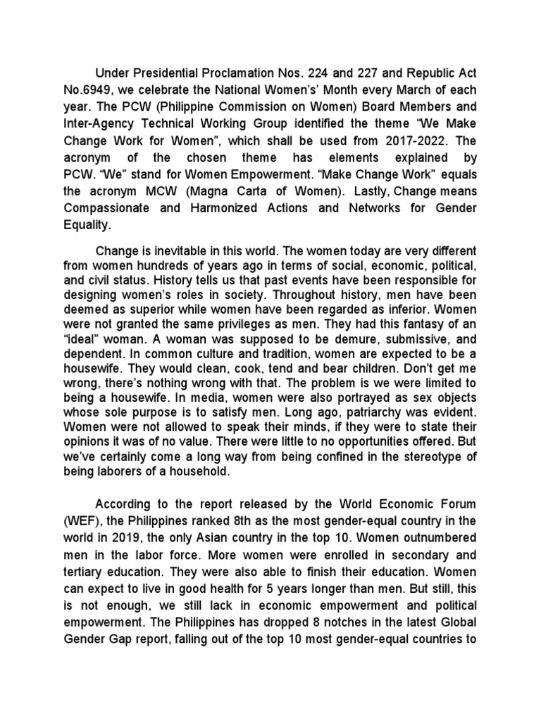 Women Empowerment in the Philippines | PDF | Woman | Gender Equality