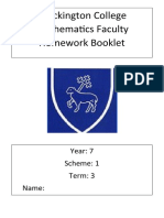 Brockington College Mathematics Faculty Homework Booklet: Year: 7 Scheme: 1 Term: 3 Name