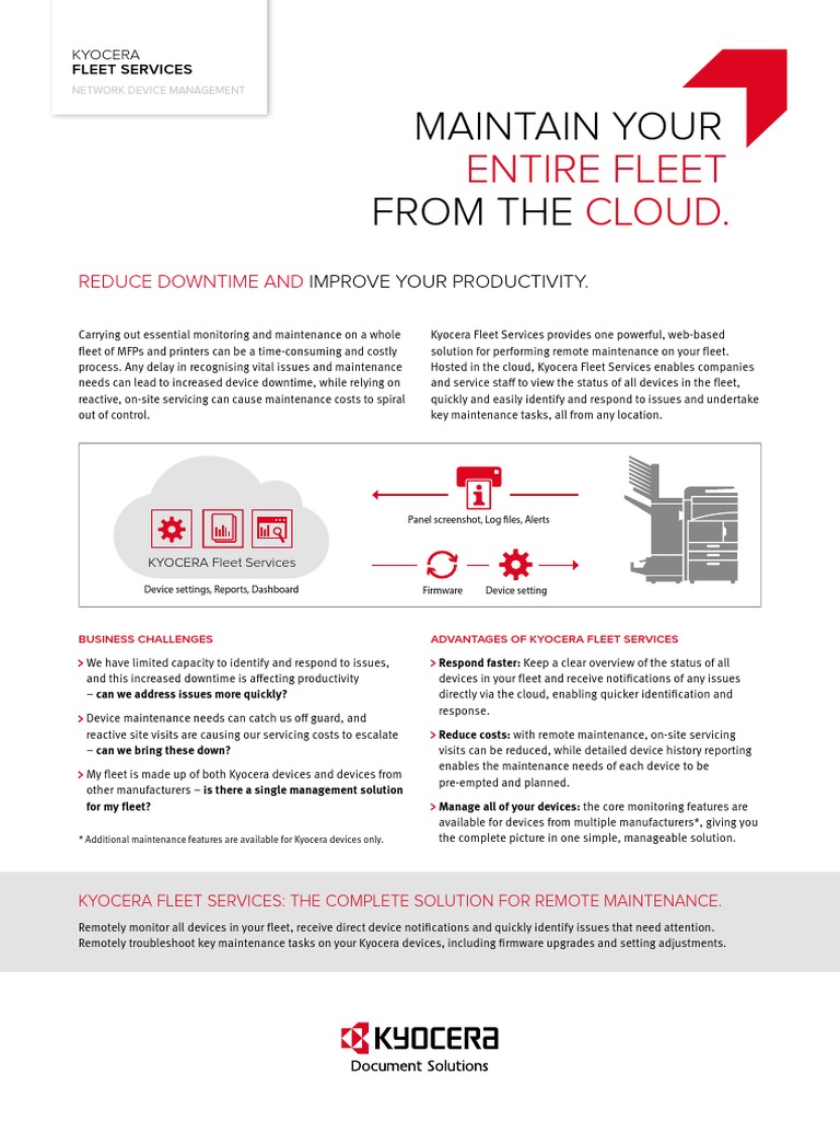 Kyocera Fleet Services: Remote Management | PDF | System Software ...