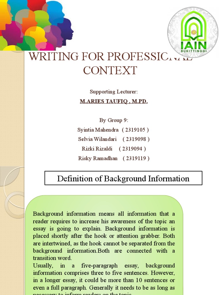 Understanding Background Information in Essays | PDF | Academic Journal ...