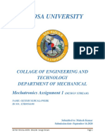 Assosa University: Collage of Engineering and Technology Department of Mechanical Mechatronics Assignment 1