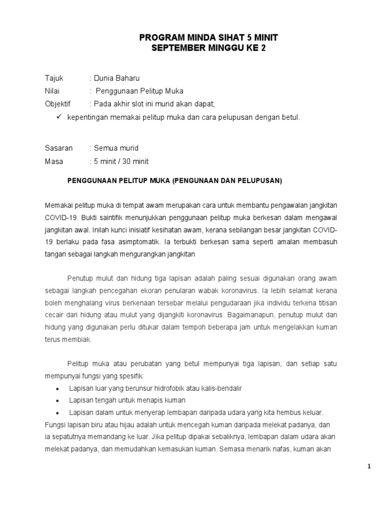 Program Minda Sihat 5 Minit Pdf