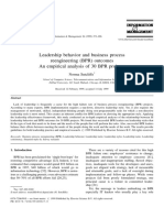 Leadership Behavior and Business Process Reengineering (BPR) Outcomes An Empirical Analysis of 30 BPR Projects - 1999