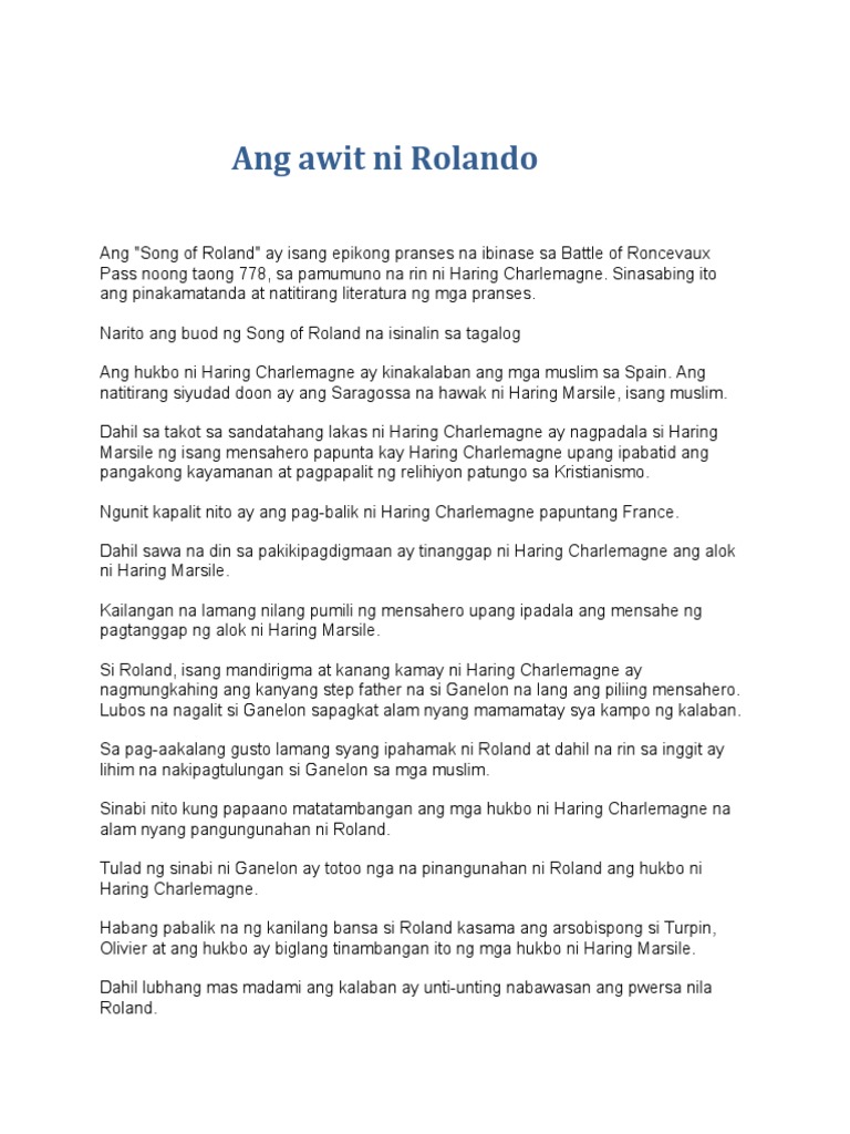 Ang-awit-ni-Rolando - Brandon Joshua LAbutap | PDF