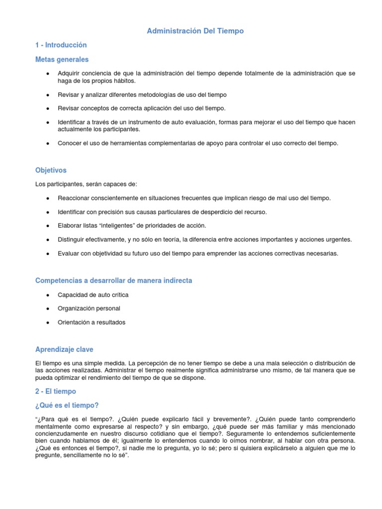 Estrategias para la Administración del Tiempo | PDF | Planificación | Hora