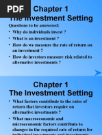 The Investment Setting: Questions To Be Answered