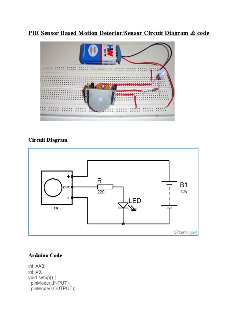 PIR SSENSOR Code and Circuit Diagram | PDF