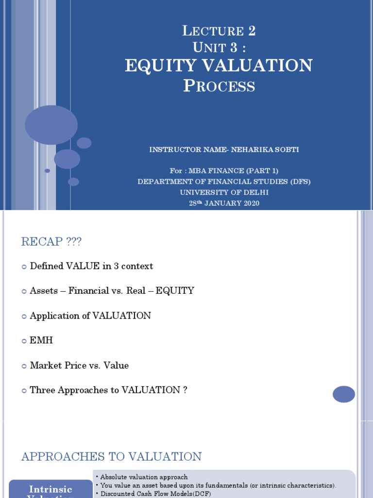Equity Valuation Approaches Explained | PDF | Discounted Cash Flow ...
