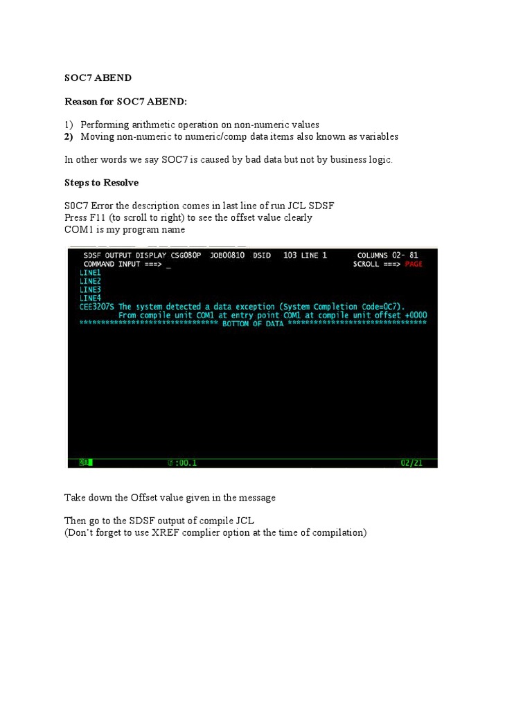 Resolving SOC7 ABEND in COBOL | PDF
