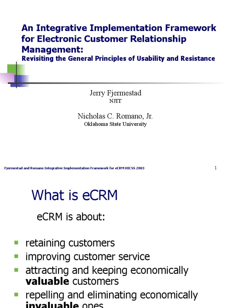 eCRM Implementation Framework Insights | PDF | Usability | Customer ...