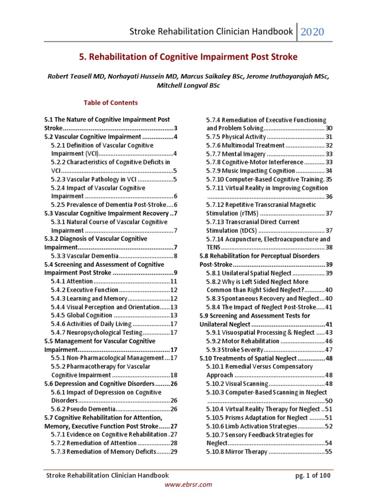 Stroke Rehab: Cognitive Impairment Guide | PDF | Dementia | Aphasia