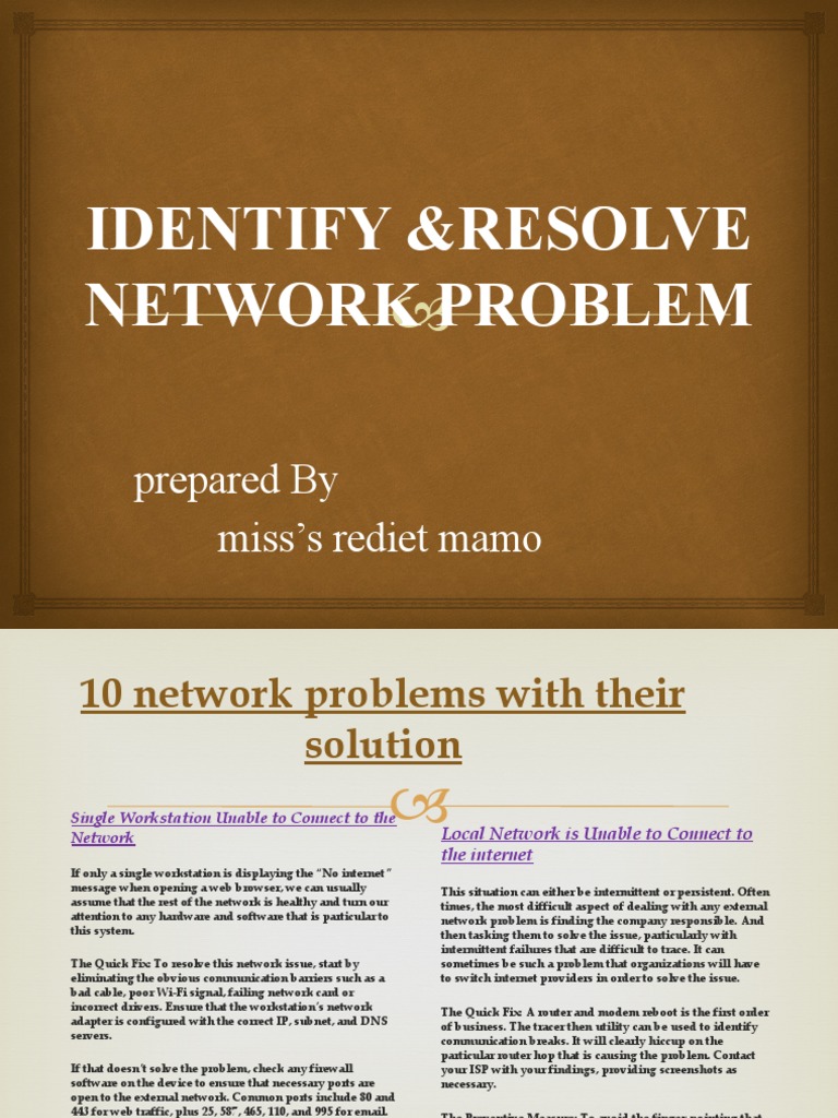 Network Problems and Solutions Guide | PDF | Ip Address | Computer Network