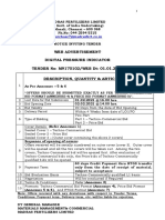 Web Advertisement Digital Pressure Indicator TENDER No: M9170102/WEB DT: 01.01.2021 Description, Quantity & Article Code