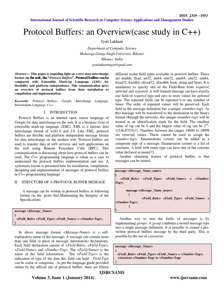 Protocol Buffers: An Overview (Case Study in C++) | PDF | C++ ...