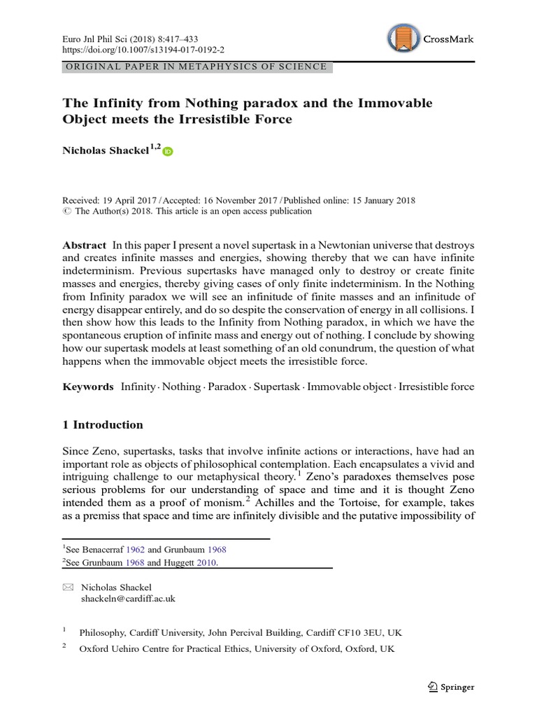 Infinity from Nothing: Supertask Paradox | PDF | Force | Momentum