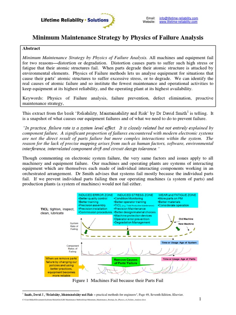 Minimum Maintenance via Failure Physics | PDF | Reliability Engineering ...