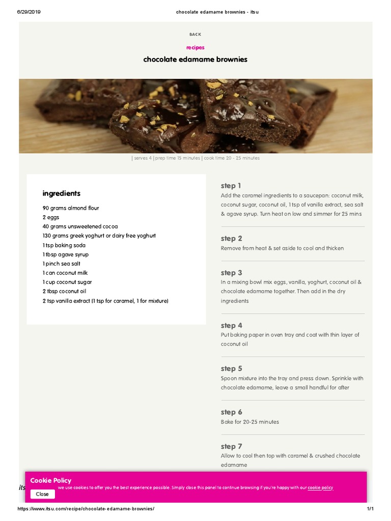 Chocolate Edamame Brownies Itsu PDF Chocolate Coconut