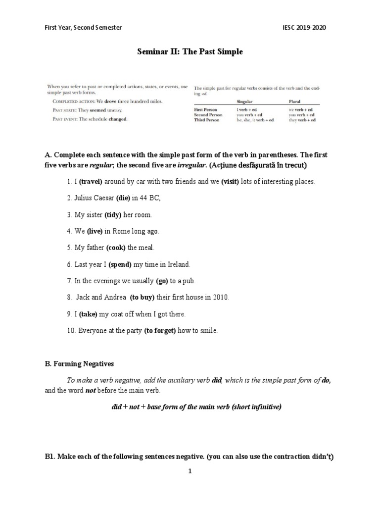 Simple Past Tense Exercises Guide | PDF | Verb | Grammar