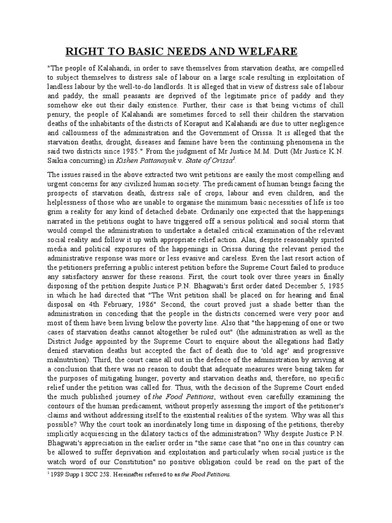 Right to Basic Needs and Welfare | PDF | Rights | Justice