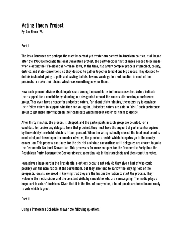 Voting Theory Project 1 | PDF | Voting | Political Events