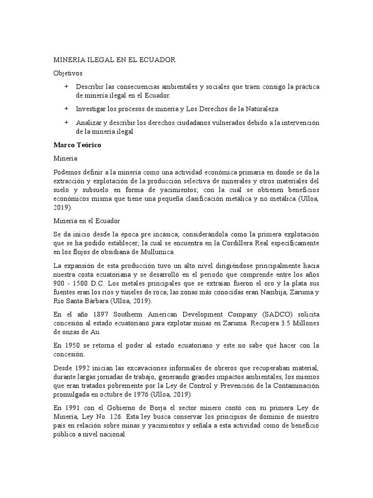 Análisis de la Minería Ilegal en Ecuador | PDF | Minería | Ecuador