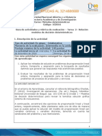 Guia de Actividades y Rúbrica de Evaluación - Tarea 2 - Solución de Modelos de Decisión Determinísticos-2021