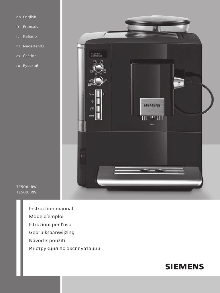 Manual Siemens TE 506201 TE 509201 ALL | PDF | Coffee | Drink