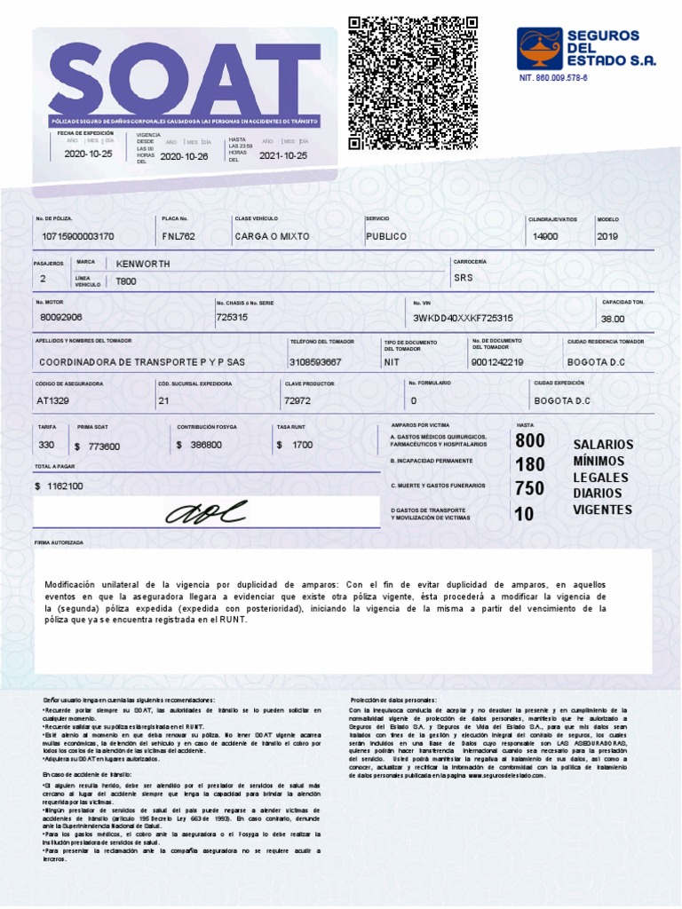 Información Clave sobre el SOAT en Colombia | PDF | Póliza de seguros ...
