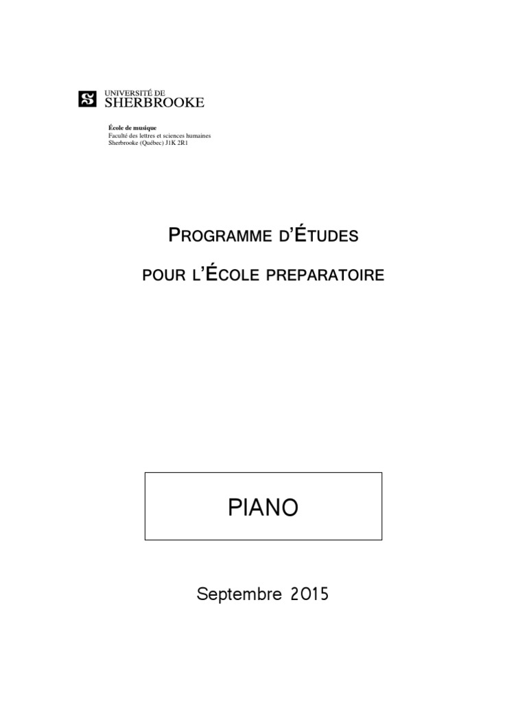 Programme de Piano à l'Université de Sherbrooke | PDF | Gamme musicale ...