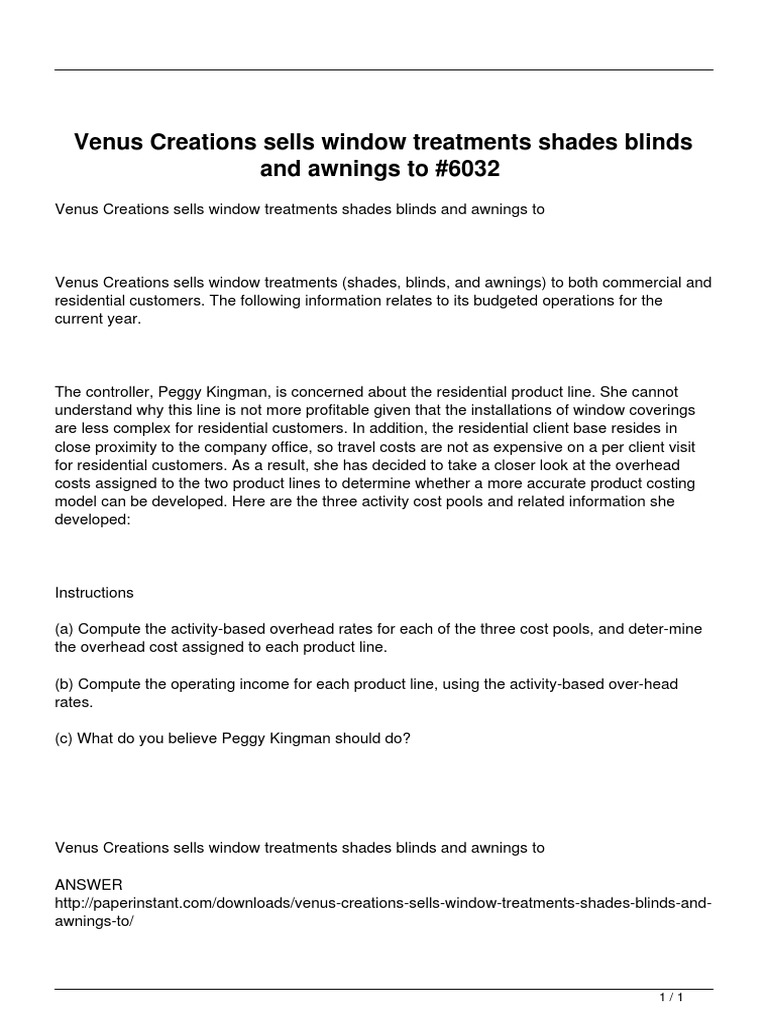 Venus Creations Sells Window Treatments Shades Blinds and Awnings To PDF Economies Business