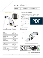 Ficha Técnica Grifería Con Sensor Modelo Comercial PDF