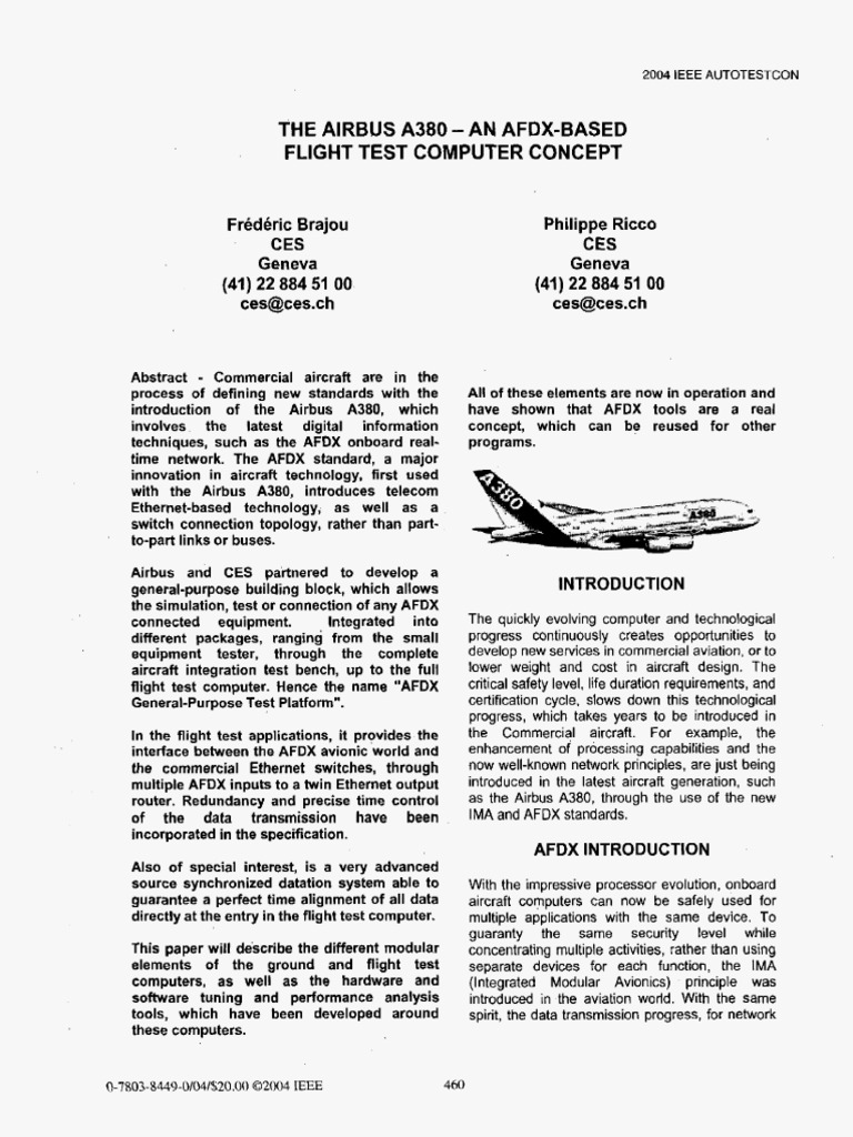 Airbus A380 AFDX Flight Test System | PDF | Computer Engineering ...