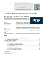 Singh, R. K., Murty, H. R., Gupta, S. K., & Dikshit, A. K. (2009). An overview of sustainability assessment methodologies. Ecological indicators, 9(2), 189-212.