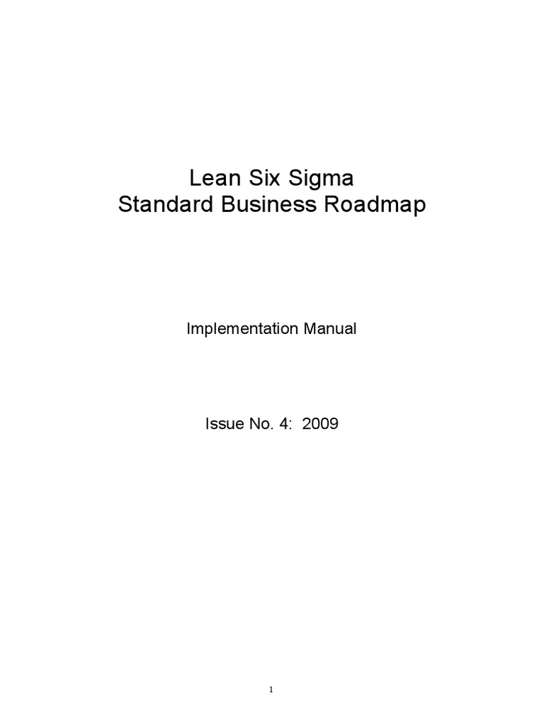 Lean Six Sigma Standard Business Roadmap Implementation Manual Pdf