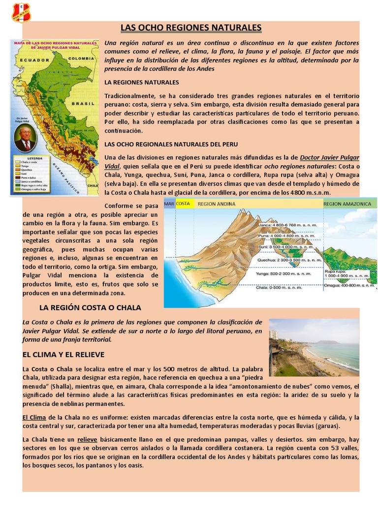 Ocho Regiones Naturales del Perú | PDF | Geografía Física | Conservación