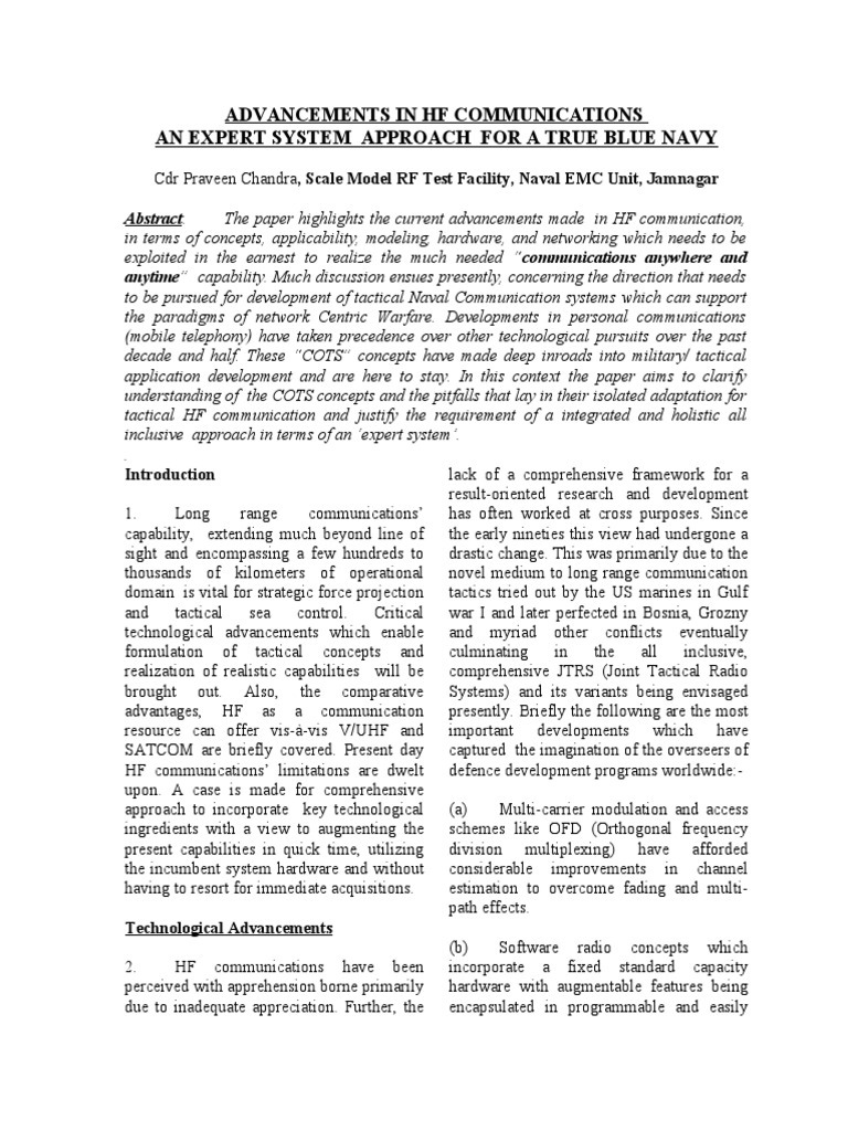 Advancements in HF Communications | PDF | Antenna (Radio) | High Frequency