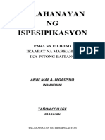 Legaspino Talahanayan Ispesipikasyon