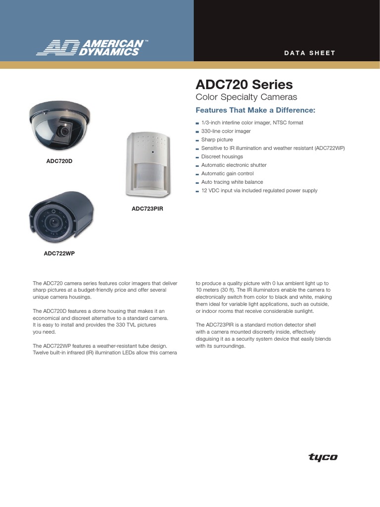 ADC720 Series: Color Specialty Cameras | PDF