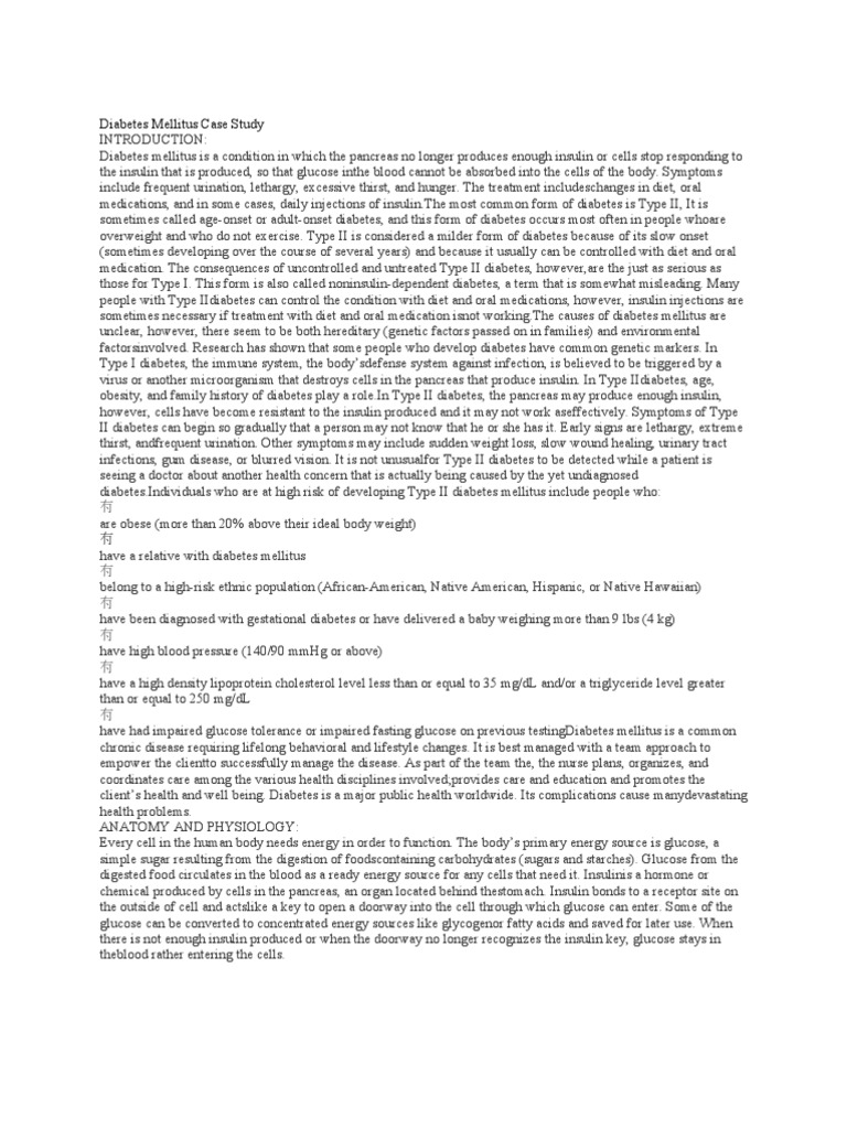 Diabetes Mellitus Type II Case Study | PDF | Diabetes Mellitus Type 2 ...